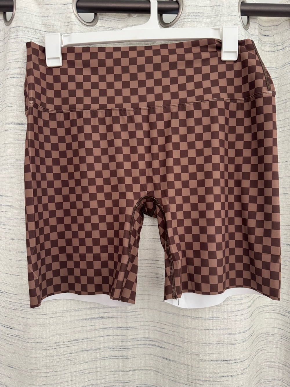 Women’s Athletic Checkered Bike Shorts - Brown